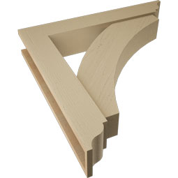 Ekena Millwork - BKTUR0554X32X32THR01RCPR - Timberthane Faux Wood Thorton Style Bracket w/ Offset Brace, Traditional Ends, 5 1/2"W x 32"D x 32"H, Primed Tan