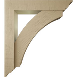 Ekena Millwork - BKTUR0554X32X36THR01RCPR - Timberthane Faux Wood Thorton Style Bracket w/ Offset Brace, Traditional Ends, 5 1/2"W x 32"D x 36"H, Primed Tan