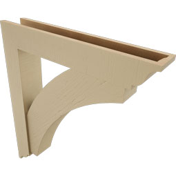 Ekena Millwork - BKTUR0554X32X36THR01RCPR - Timberthane Faux Wood Thorton Style Bracket w/ Offset Brace, Traditional Ends, 5 1/2"W x 32"D x 36"H, Primed Tan