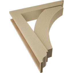 Ekena Millwork - BKTUR0554X32X36THR01RCPR - Timberthane Faux Wood Thorton Style Bracket w/ Offset Brace, Traditional Ends, 5 1/2"W x 32"D x 36"H, Primed Tan