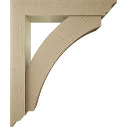 Ekena Millwork - BKTUR0554X32X38THR01RCPR - Timberthane Faux Wood Thorton Style Bracket w/ Offset Brace, Traditional Ends, 5 1/2"W x 32"D x 38"H, Primed Tan
