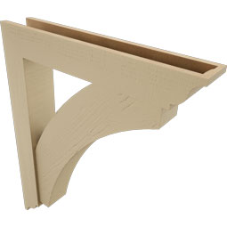 Ekena Millwork - BKTUR0554X32X38THR01RCPR - Timberthane Faux Wood Thorton Style Bracket w/ Offset Brace, Traditional Ends, 5 1/2"W x 32"D x 38"H, Primed Tan