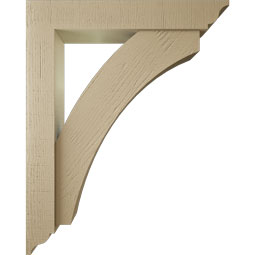 Ekena Millwork - BKTUR0554X32X40THR01RCPR - Timberthane Faux Wood Thorton Style Bracket w/ Offset Brace, Traditional Ends, 5 1/2"W x 32"D x 40"H, Primed Tan