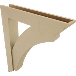 Ekena Millwork - BKTUR0554X32X40THR01RCPR - Timberthane Faux Wood Thorton Style Bracket w/ Offset Brace, Traditional Ends, 5 1/2"W x 32"D x 40"H, Primed Tan