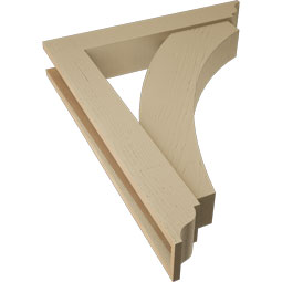 Ekena Millwork - BKTUR0554X32X40THR01RCPR - Timberthane Faux Wood Thorton Style Bracket w/ Offset Brace, Traditional Ends, 5 1/2"W x 32"D x 40"H, Primed Tan