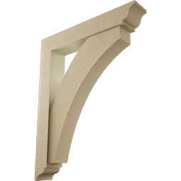Ekena Millwork - BKTUR0554X32X40THR01RCPR - Timberthane Faux Wood Thorton Style Bracket w/ Offset Brace, Traditional Ends, 5 1/2"W x 32"D x 40"H, Primed Tan