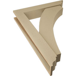 Ekena Millwork - BKTUR0554X32X44THR01RCPR - Timberthane Faux Wood Thorton Style Bracket w/ Offset Brace, Traditional Ends, 5 1/2"W x 32"D x 44"H, Primed Tan