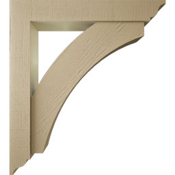 Ekena Millwork - BKTUR0554X34X38THR01RCPR - Timberthane Faux Wood Thorton Style Bracket w/ Offset Brace, Traditional Ends, 5 1/2"W x 34"D x 38"H, Primed Tan