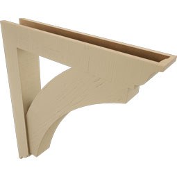 Ekena Millwork - BKTUR0554X34X38THR01RCPR - Timberthane Faux Wood Thorton Style Bracket w/ Offset Brace, Traditional Ends, 5 1/2"W x 34"D x 38"H, Primed Tan