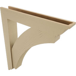 Ekena Millwork - BKTUR0554X34X40THR01RCPR - Timberthane Faux Wood Thorton Style Bracket w/ Offset Brace, Traditional Ends, 5 1/2"W x 34"D x 40"H, Primed Tan