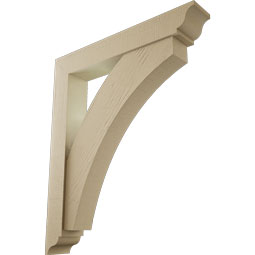 Ekena Millwork - BKTUR0554X34X40THR01RCPR - Timberthane Faux Wood Thorton Style Bracket w/ Offset Brace, Traditional Ends, 5 1/2"W x 34"D x 40"H, Primed Tan