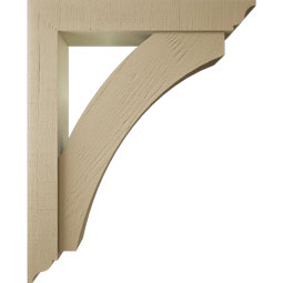 Ekena Millwork - BKTUR0554X34X42THR01RCPR - Timberthane Faux Wood Thorton Style Bracket w/ Offset Brace, Traditional Ends, 5 1/2"W x 34"D x 42"H, Primed Tan