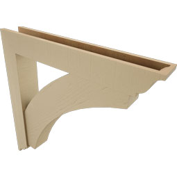 Ekena Millwork - BKTUR0554X36X36THR01RCPR - Timberthane Faux Wood Thorton Style Bracket w/ Offset Brace, Traditional Ends, 5 1/2"W x 36"D x 36"H, Primed Tan