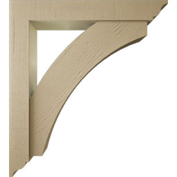 Ekena Millwork - BKTUR0554X36X40THR01RCPR - Timberthane Faux Wood Thorton Style Bracket w/ Offset Brace, Traditional Ends, 5 1/2"W x 36"D x 40"H, Primed Tan