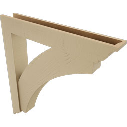 Ekena Millwork - BKTUR0554X36X40THR01RCPR - Timberthane Faux Wood Thorton Style Bracket w/ Offset Brace, Traditional Ends, 5 1/2"W x 36"D x 40"H, Primed Tan