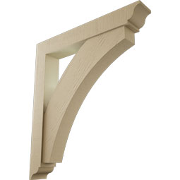Ekena Millwork - BKTUR0554X36X40THR01RCPR - Timberthane Faux Wood Thorton Style Bracket w/ Offset Brace, Traditional Ends, 5 1/2"W x 36"D x 40"H, Primed Tan