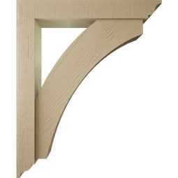 Ekena Millwork - BKTUR0554X36X44THR01RCPR - Timberthane Faux Wood Thorton Style Bracket w/ Offset Brace, Traditional Ends, 5 1/2"W x 36"D x 44"H, Primed Tan