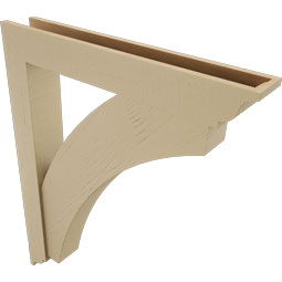 Ekena Millwork - BKTUR0554X36X44THR01RCPR - Timberthane Faux Wood Thorton Style Bracket w/ Offset Brace, Traditional Ends, 5 1/2"W x 36"D x 44"H, Primed Tan