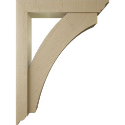 Ekena Millwork - BKTUR0554X36X48THR01RCPR - Timberthane Faux Wood Thorton Style Bracket w/ Offset Brace, Traditional Ends, 5 1/2"W x 36"D x 48"H, Primed Tan