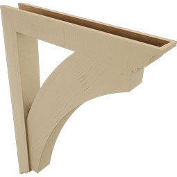Ekena Millwork - BKTUR0554X36X48THR01RCPR - Timberthane Faux Wood Thorton Style Bracket w/ Offset Brace, Traditional Ends, 5 1/2"W x 36"D x 48"H, Primed Tan