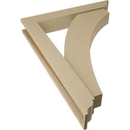 Ekena Millwork - BKTUR0554X36X48THR01RCPR - Timberthane Faux Wood Thorton Style Bracket w/ Offset Brace, Traditional Ends, 5 1/2"W x 36"D x 48"H, Primed Tan
