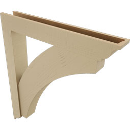 Ekena Millwork - BKTUR0554X38X44THR01RCPR - Timberthane Faux Wood Thorton Style Bracket w/ Offset Brace, Traditional Ends, 5 1/2"W x 38"D x 44"H, Primed Tan