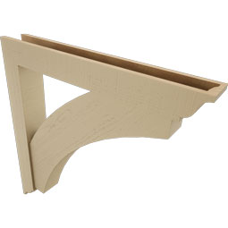 Ekena Millwork - BKTUR0554X40X40THR01RCPR - Timberthane Faux Wood Thorton Style Bracket w/ Offset Brace, Traditional Ends, 5 1/2"W x 40"D x 40"H, Primed Tan