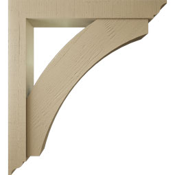 Ekena Millwork - BKTUR0554X40X44THR01RCPR - Timberthane Faux Wood Thorton Style Bracket w/ Offset Brace, Traditional Ends, 5 1/2"W x 40"D x 44"H, Primed Tan