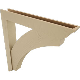 Ekena Millwork - BKTUR0554X40X44THR01RCPR - Timberthane Faux Wood Thorton Style Bracket w/ Offset Brace, Traditional Ends, 5 1/2"W x 40"D x 44"H, Primed Tan