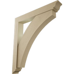 Ekena Millwork - BKTUR0554X40X44THR01RCPR - Timberthane Faux Wood Thorton Style Bracket w/ Offset Brace, Traditional Ends, 5 1/2"W x 40"D x 44"H, Primed Tan