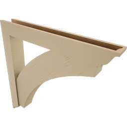 Ekena Millwork - BKTUR0554X42X42THR01RCPR - Timberthane Faux Wood Thorton Style Bracket w/ Offset Brace, Traditional Ends, 5 1/2"W x 42"D x 42"H, Primed Tan