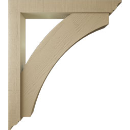 Ekena Millwork - BKTUR0554X42X48THR01RCPR - Timberthane Faux Wood Thorton Style Bracket w/ Offset Brace, Traditional Ends, 5 1/2"W x 42"D x 48"H, Primed Tan