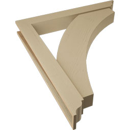 Ekena Millwork - BKTUR0554X42X48THR01RCPR - Timberthane Faux Wood Thorton Style Bracket w/ Offset Brace, Traditional Ends, 5 1/2"W x 42"D x 48"H, Primed Tan