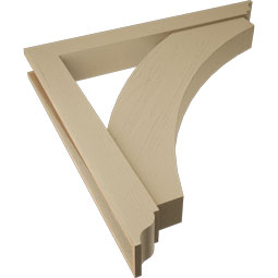 Ekena Millwork - BKTUR0554X44X44THR01RCPR - Timberthane Faux Wood Thorton Style Bracket w/ Offset Brace, Traditional Ends, 5 1/2"W x 44"D x 44"H, Primed Tan