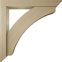Ekena Millwork - BKTUR0554X46X46THR01RCPR - Timberthane Faux Wood Thorton Style Bracket w/ Offset Brace, Traditional Ends, 5 1/2"W x 46"D x 46"H, Primed Tan