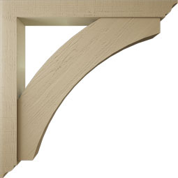 Ekena Millwork - BKTUR0554X48X48THR01RCPR - Timberthane Faux Wood Thorton Style Bracket w/ Offset Brace, Traditional Ends, 5 1/2"W x 48"D x 48"H, Primed Tan