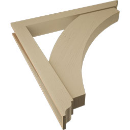 Ekena Millwork - BKTUR0554X48X48THR01RCPR - Timberthane Faux Wood Thorton Style Bracket w/ Offset Brace, Traditional Ends, 5 1/2"W x 48"D x 48"H, Primed Tan