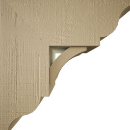 Ekena Millwork - BKTUR0756X18X18THR01RCPR - Timberthane Faux Wood Thorton Style Bracket w/ Offset Brace, Traditional Ends, 7 1/2"W x 18"D x 18"H, Primed Tan