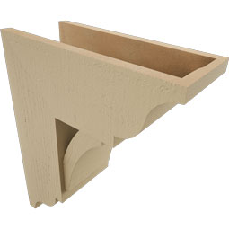 Ekena Millwork - BKTUR0756X18X22THR01RCPR - Timberthane Faux Wood Thorton Style Bracket w/ Offset Brace, Traditional Ends, 7 1/2"W x 18"D x 22"H, Primed Tan