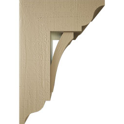 Ekena Millwork - BKTUR0756X18X26THR01RCPR - Timberthane Faux Wood Thorton Style Bracket w/ Offset Brace, Traditional Ends, 7 1/2"W x 18"D x 26"H, Primed Tan