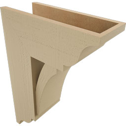 Ekena Millwork - BKTUR0756X18X26THR01RCPR - Timberthane Faux Wood Thorton Style Bracket w/ Offset Brace, Traditional Ends, 7 1/2"W x 18"D x 26"H, Primed Tan