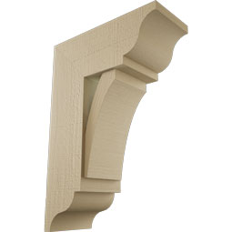 Ekena Millwork - BKTUR0756X18X26THR01RCPR - Timberthane Faux Wood Thorton Style Bracket w/ Offset Brace, Traditional Ends, 7 1/2"W x 18"D x 26"H, Primed Tan