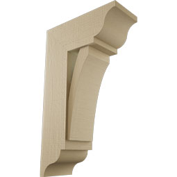 Ekena Millwork - BKTUR0756X18X30THR01RCPR - Timberthane Faux Wood Thorton Style Bracket w/ Offset Brace, Traditional Ends, 7 1/2"W x 18"D x 30"H, Primed Tan