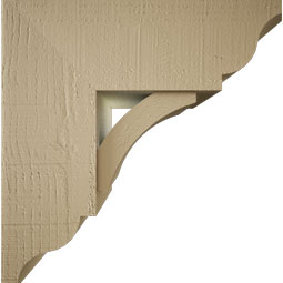 Ekena Millwork - BKTUR0756X20X20THR01RCPR - Timberthane Faux Wood Thorton Style Bracket w/ Offset Brace, Traditional Ends, 7 1/2"W x 20"D x 20"H, Primed Tan