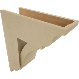 Ekena Millwork - BKTUR0756X20X24THR01RCPR - Timberthane Faux Wood Thorton Style Bracket w/ Offset Brace, Traditional Ends, 7 1/2"W x 20"D x 24"H, Primed Tan