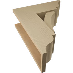 Ekena Millwork - BKTUR0756X20X24THR01RCPR - Timberthane Faux Wood Thorton Style Bracket w/ Offset Brace, Traditional Ends, 7 1/2"W x 20"D x 24"H, Primed Tan