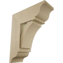 Ekena Millwork - BKTUR0756X20X24THR01RCPR - Timberthane Faux Wood Thorton Style Bracket w/ Offset Brace, Traditional Ends, 7 1/2"W x 20"D x 24"H, Primed Tan