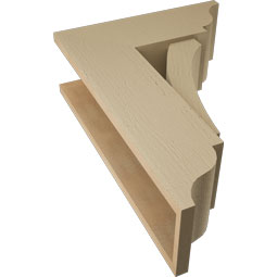 Ekena Millwork - BKTUR0756X20X28THR01RCPR - Timberthane Faux Wood Thorton Style Bracket w/ Offset Brace, Traditional Ends, 7 1/2"W x 20"D x 28"H, Primed Tan