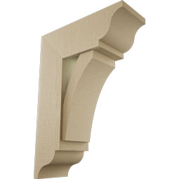 Ekena Millwork - BKTUR0756X20X28THR01RCPR - Timberthane Faux Wood Thorton Style Bracket w/ Offset Brace, Traditional Ends, 7 1/2"W x 20"D x 28"H, Primed Tan