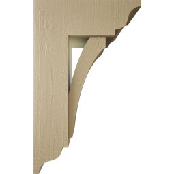 Ekena Millwork - BKTUR0756X20X32THR01RCPR - Timberthane Faux Wood Thorton Style Bracket w/ Offset Brace, Traditional Ends, 7 1/2"W x 20"D x 32"H, Primed Tan